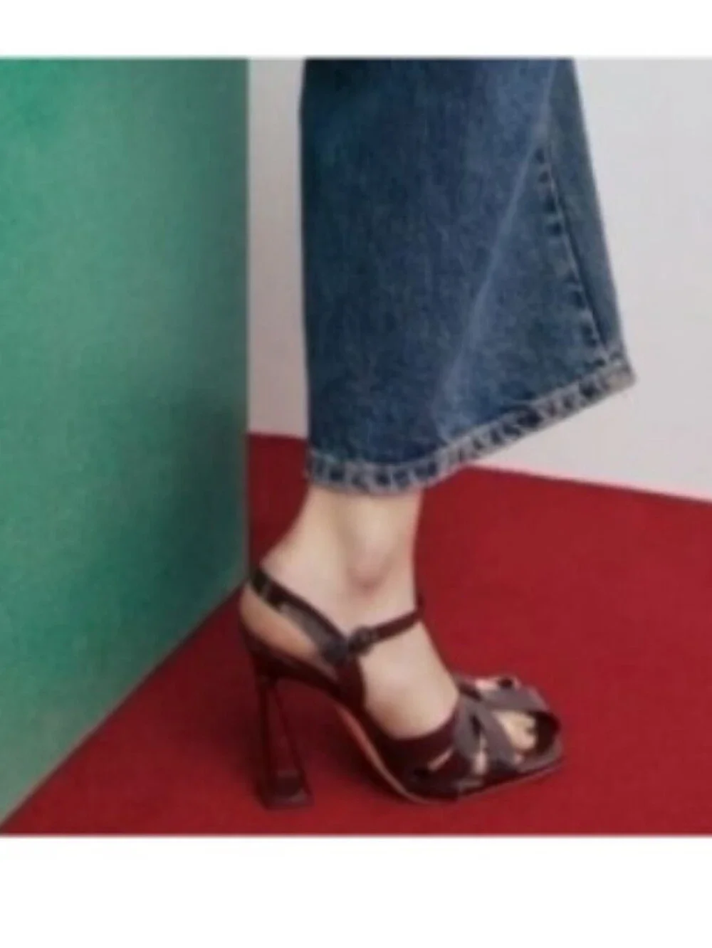 Zara Dark Burgundy Transparent Strappy Heel Sandal
